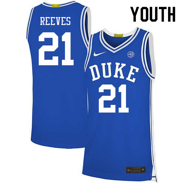 Youth #21 Christian Reeves Duke Blue Devils 2022-23 College Stitched Basketball Jerseys Sale-Blue